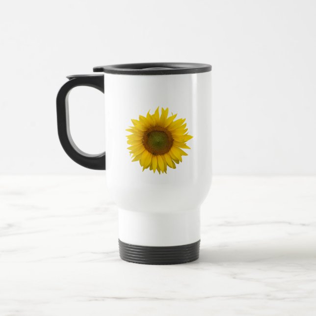 Caneca Térmica Floral de Cachorro de Girassol Amarelo (Esquerda)