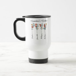 Caneca Térmica Floral de Nomes Personalizados de 4 Jardins da Vov