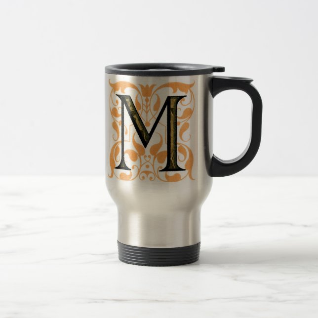 Caneca Térmica Floral Dourado e Preto 'M' - Mug (Direita)