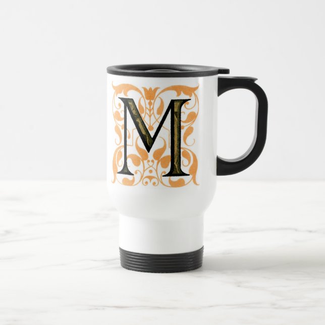 Caneca Térmica Floral Dourado e Preto 'M' - Mug (Direita)