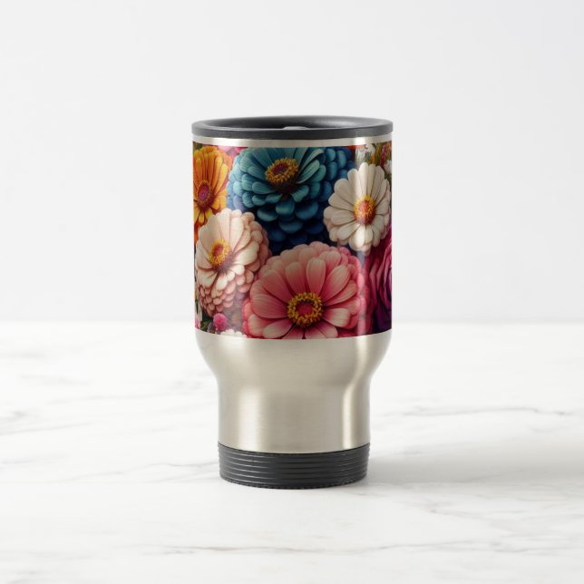 Caneca Térmica Floral/Primavera Zinnia/Rosa (Centro)