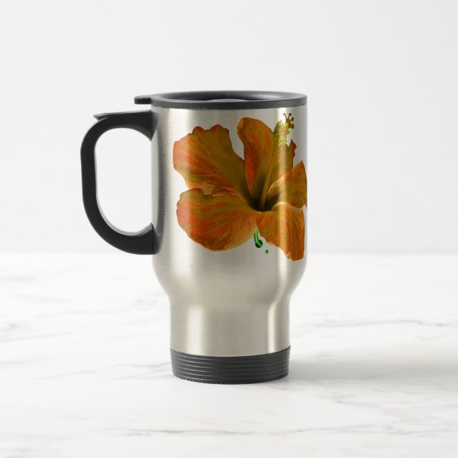 Caneca Térmica Flores alaranjadas do hibiscus (Esquerda)
