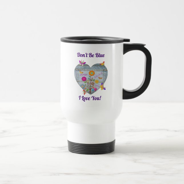 Caneca Térmica Flores Cardíacas Denim Pocket Borboletas (Direita)