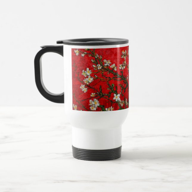 Caneca Térmica Flores de Amendoeira de Van Gogh Vermelho (Esquerda)