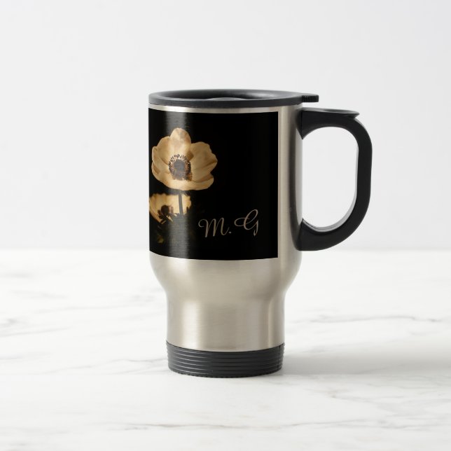 Caneca Térmica Flores de Anêmona Elegantes Iniciais (Direita)