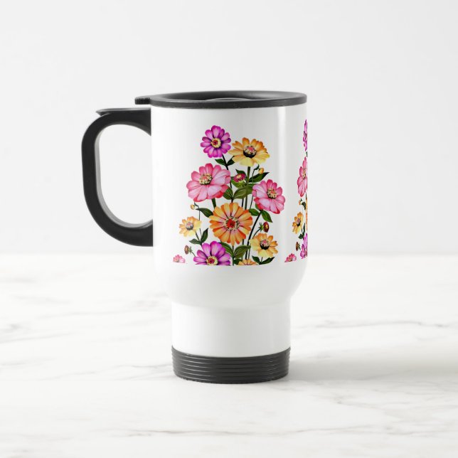 Caneca Térmica Flores de Aquarela Design-34063 (Esquerda)