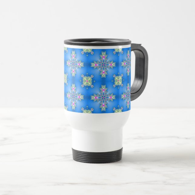 Caneca Térmica Flores de Artdeco no Estilo Retroativo (Frente Esquerda)