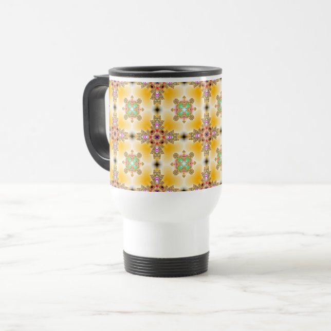 Caneca Térmica Flores de Artdeco no Estilo Retroativo (Frente Esquerda)