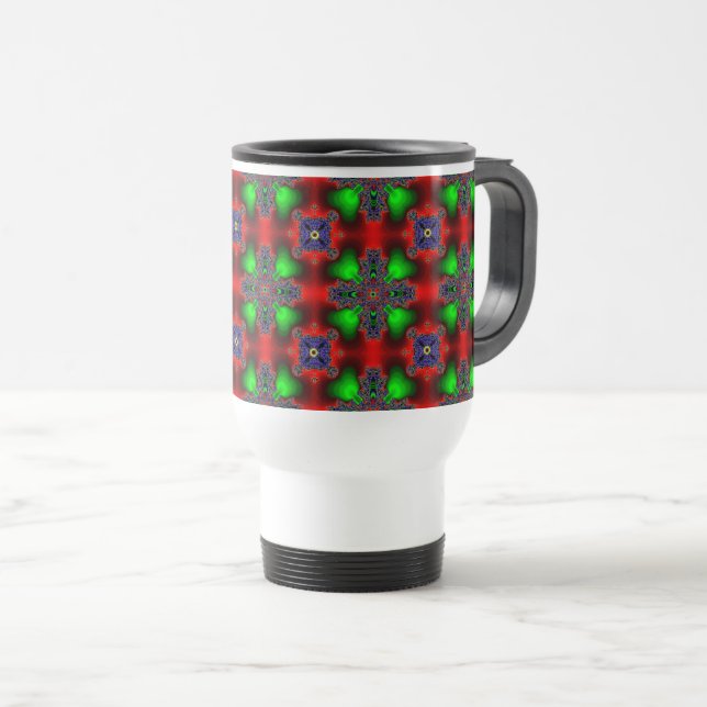 Caneca Térmica Flores de Artdeco no Estilo Retroativo (Frente Esquerda)