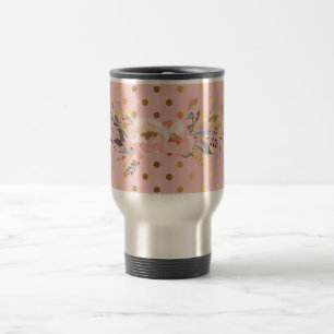 Caneca Térmica Flores de Bolinhas Douradas e Fragmentáveis Adoráv