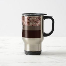 Caneca Térmica Flores de cerejeira com monograma do laço