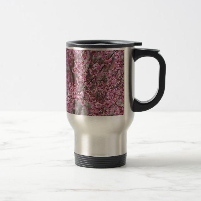 Caneca Térmica Flores de Cerejeira Sakura Cor-de-Rosa Fluindo (Direita)