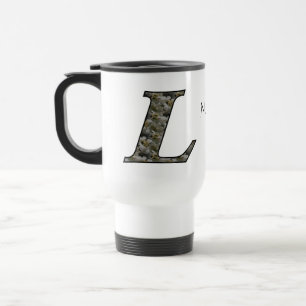 Caneca Térmica Flores de Hortênsia com Inicial de Monograma Perso