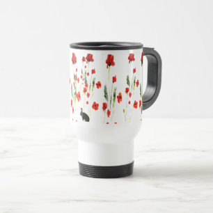Caneca Térmica Flores De Papoila Coelho Floral