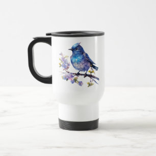 Caneca Térmica Flores de Pássaro de Fada Clipart de Aquarela-7361