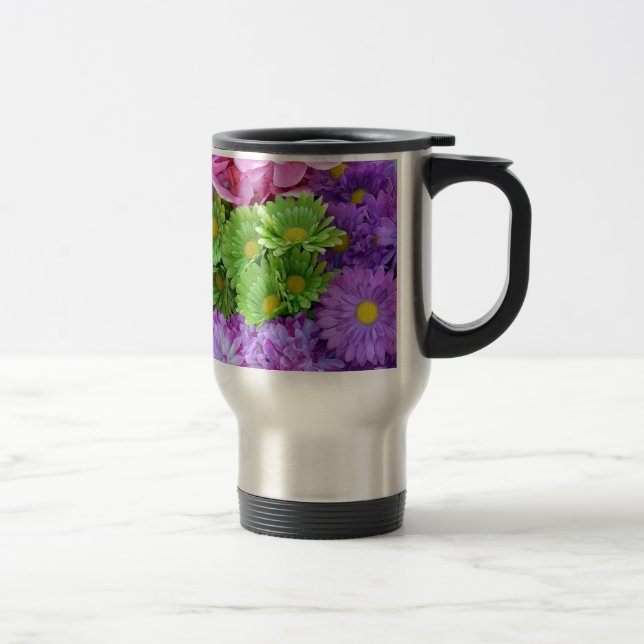 Caneca Térmica Flores de primavera coloridas (Direita)