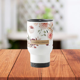 Caneca Térmica Flores Modernas de Pastel e Presente Personalizado