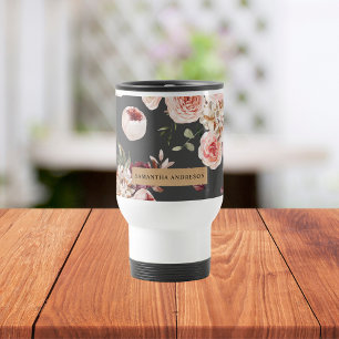 Caneca Térmica Flores Modernas de Pastel e Presente Personalizado