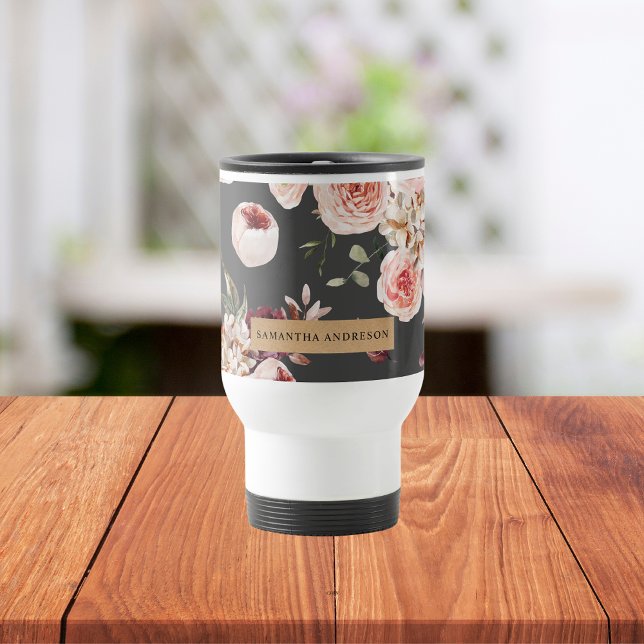 Caneca Térmica Flores Modernas de Pastel e Presente Personalizado (Criador carregado)