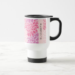 Caneca Térmica Flores Rosa Dahlia, Padrão De Flores, Seu Nome