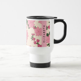 Caneca Térmica Flores Rosa, Padrão De Flores, Seu Nome