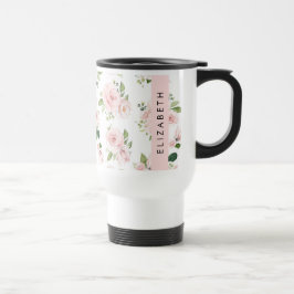 Caneca Térmica Flores, Rosas, Flores De Aquarela, Seu Nome
