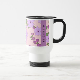 Caneca Térmica Flores Roxas, Padrão De Flores, Seu Nome