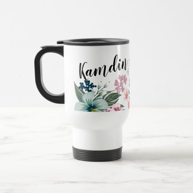Caneca Térmica Flores tropicais personalizadas de 15 onças de caf (Esquerda)