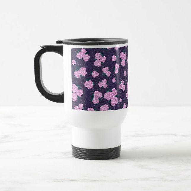 Caneca Térmica Flores vintage roxo escuro (Esquerda)