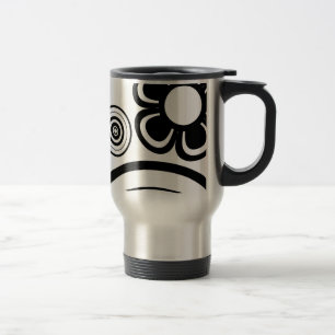 Caneca Térmica Flores Whimsical Pretas e Brancas, Círculos, Splat
