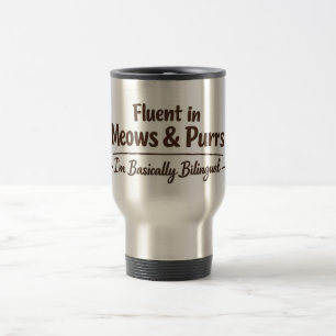 Caneca Térmica Fluente em Meows & Purrs Presente Divertido para A