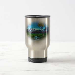 Caneca Térmica Fluxo de Paisagem da Montanha Rocky Floresta das