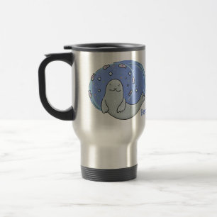 Caneca Térmica Foca-branca e ilustração de desenho animado de azu