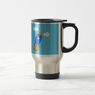 Caneca Térmica Foguete De Cartoon No Céu Azul