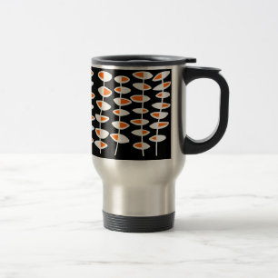 Caneca Térmica Folha alterna - branca & laranja no preto