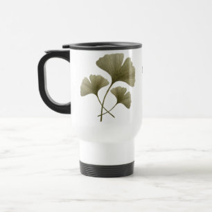 Caneca Térmica Folha de Flor de Ginkgo Verde Personalizada Botâni