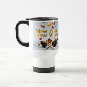 Caneca Térmica Folhas de Pinheiro Aconchegantes "Ano Novo, Novos 