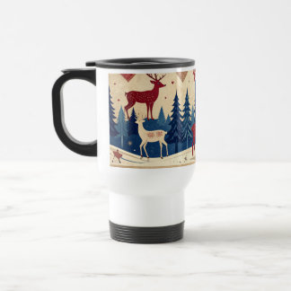 Caneca Térmica Folk-Art Reindeer Pattern Mug