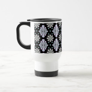 Caneca Térmica Formas Florais Pastéis em Fundo Preto