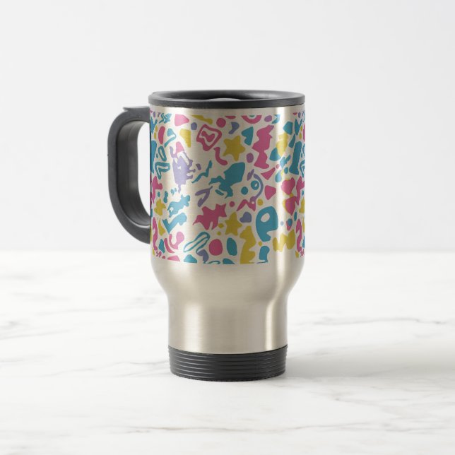 Caneca Térmica Formas vibrantes coloridas e pastéis divertidos (Frente Esquerda)