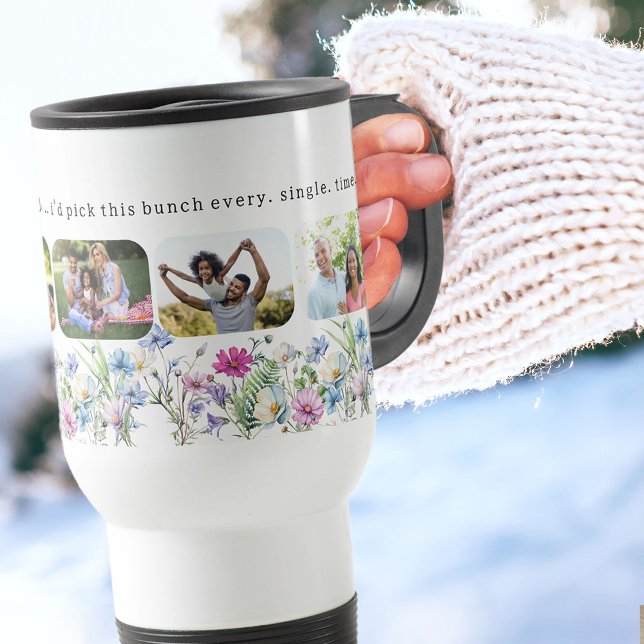 Caneca Térmica Foto bonito de Wildflower 5 Se Família fosse Flore (Family photo travel mug. If family were flowers .. I'd pick this bunch every. single, time.)