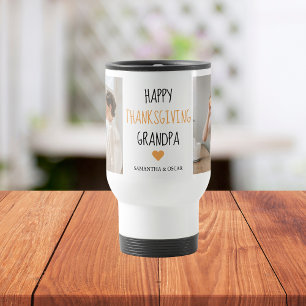 Caneca Térmica Foto da Colagem Moderna Feliz Ação de Graças Vovô
