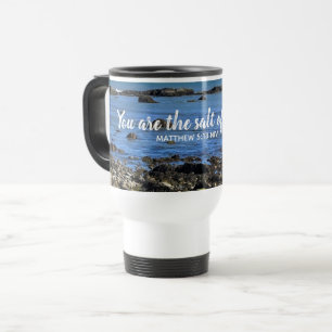 Caneca Térmica Foto de Bíblia no Oceano Atlântico Verso de Incent