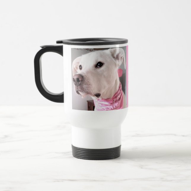 Caneca Térmica Foto de Cachorro Branco Bonito Personalizar com No (Esquerda)