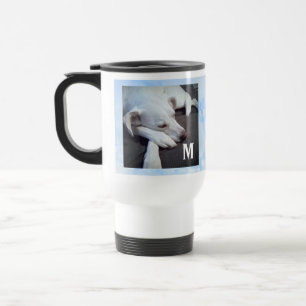 Caneca Térmica Foto de Cachorro Dormindo Bíblia Verso Inicial