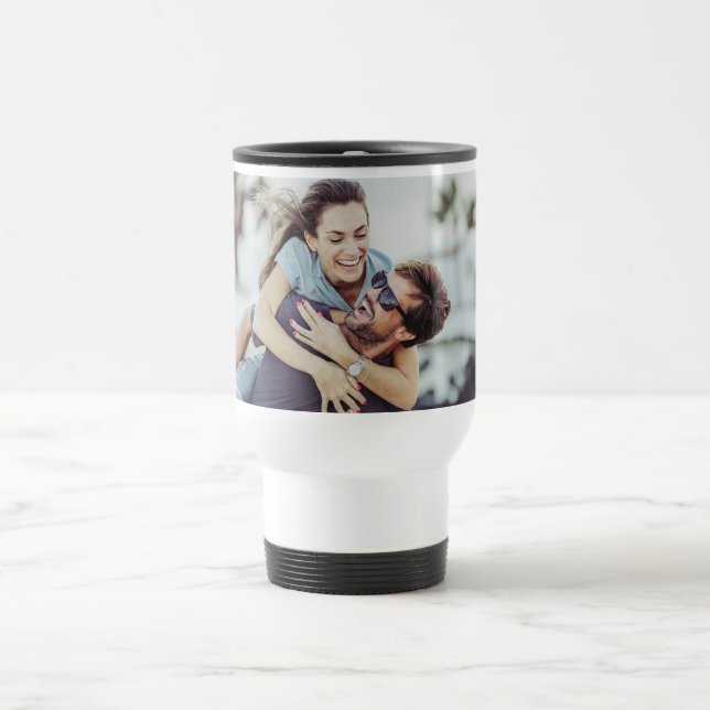 Caneca Térmica Foto de casal favorito simples e moderno (Centro)