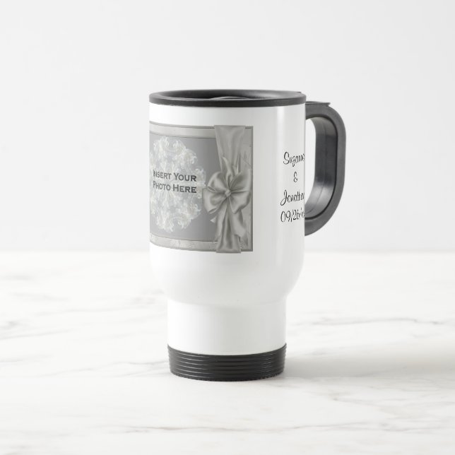 Caneca Térmica Foto de Casamento Silver Personalizada (Frente Esquerda)