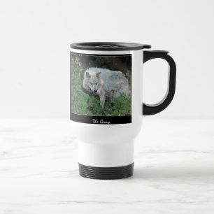 Caneca Térmica Foto de Cinza Branca de Wolf Wildlife Animal