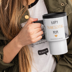 Caneca Térmica Foto de Colagem Moderna Feliz Ação de Graças Mãe