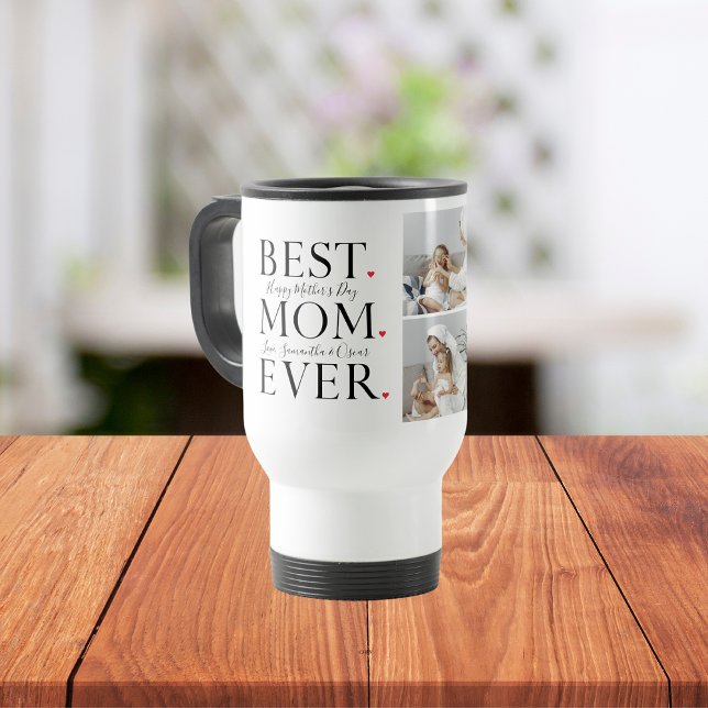 Caneca Térmica Foto de Colagem Moderna Melhor Feliz dia de as mãe (Criador carregado)